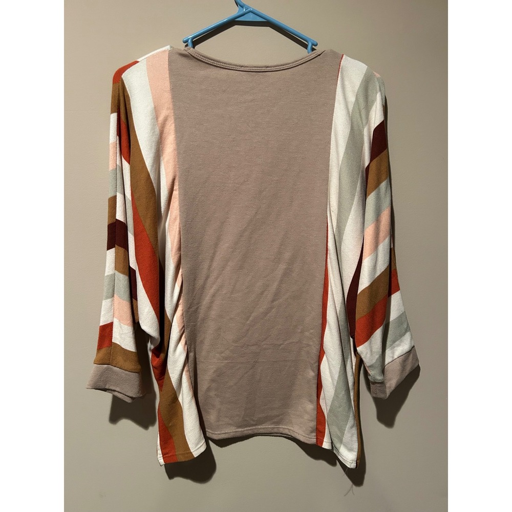 Womens Striped Colorblock Sweatshirt Casual Crew Neck Long Sleeve Top